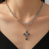 Punk Style Stainless Steel And Alloy Rivet Cross Handmade Clavicle Chain Necklace For Men And Women