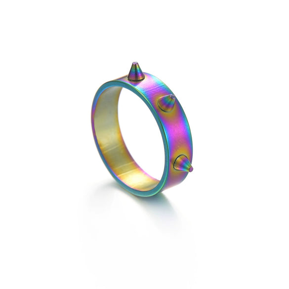 Punk Style Stainless Steel Geometric Electroplated Selfdefense Antiwolf Ring Unisex Couple Jewelry