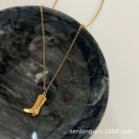 Punk Style Stainless Steel Long Chain Pendant Necklace With Electroplating