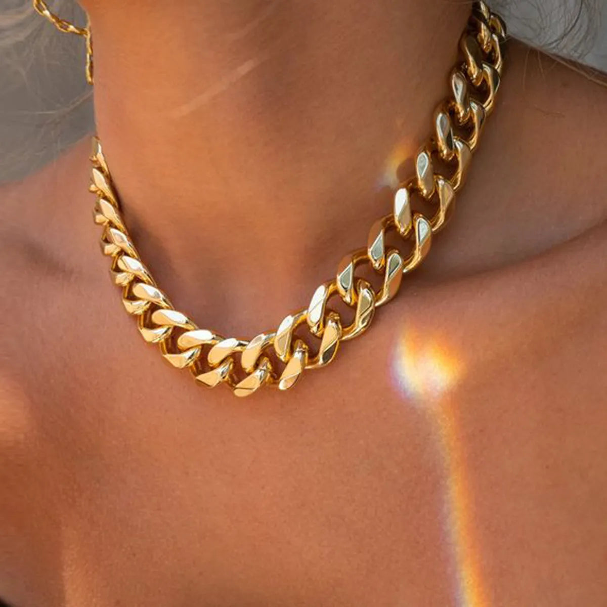 Punk Style Thick Chain Gold-Plated Alloy Necklace Wholesale Nihaojewelry