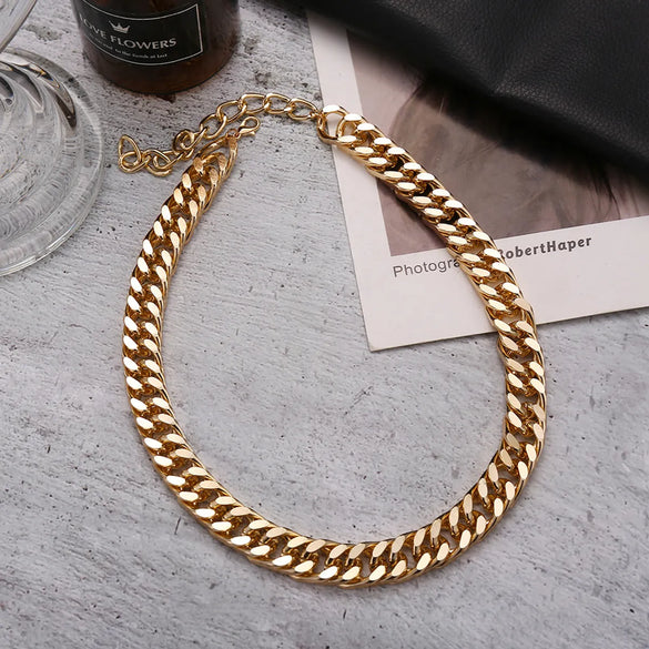 Punk Style Thick Chain Gold-Plated Alloy Necklace Wholesale Gooddiy