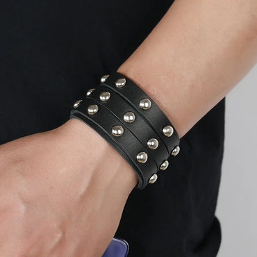 Punk Style Three-Row  Leather Bracelet