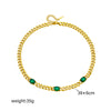 Punk Style Titanium Steel Necklace With Diamondembedded Emerald And Thick Chain