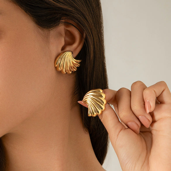 Punk Style Zinc Alloy Leaf Earrings For Women With Electroplating