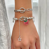 Punk Sweet Cool Style Hollow Fivepointed Star And Heart Shape Flower Pendant Bracelet For Women Imitation Pearls Electroplated
