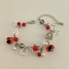 Punk Sweet Cool Style Hollow Fivepointed Star And Heart Shape Flower Pendant Bracelet For Women Imitation Pearls Electroplated