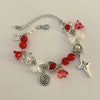 Punk Sweet Cool Style Hollow Fivepointed Star And Heart Shape Flower Pendant Bracelet For Women Imitation Pearls Electroplated