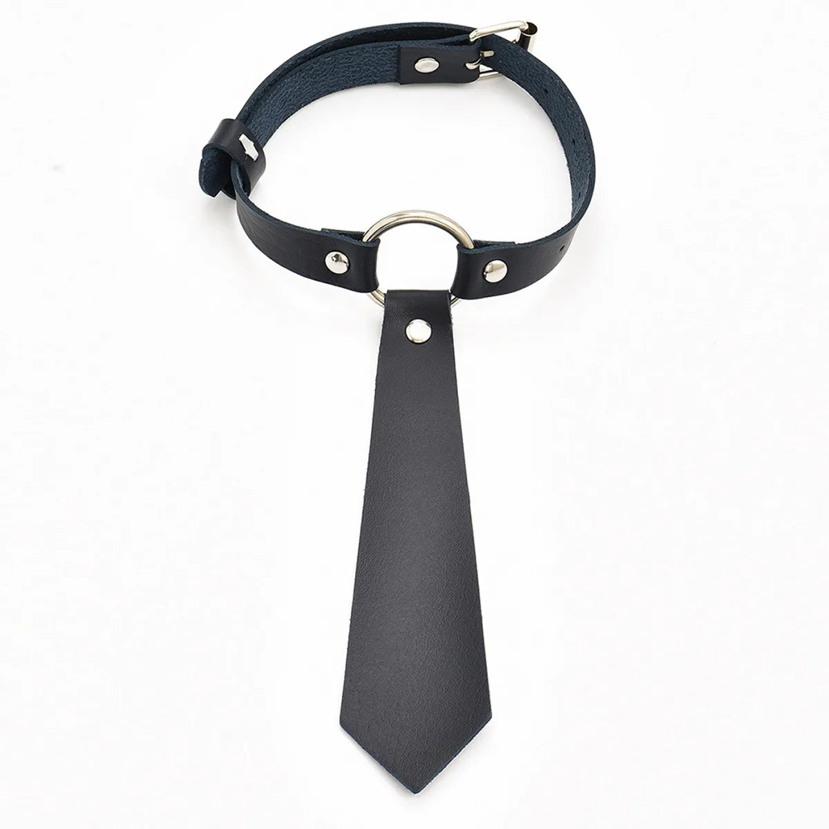 Punk Tie Back Pu Leather Metal Women'S Choker