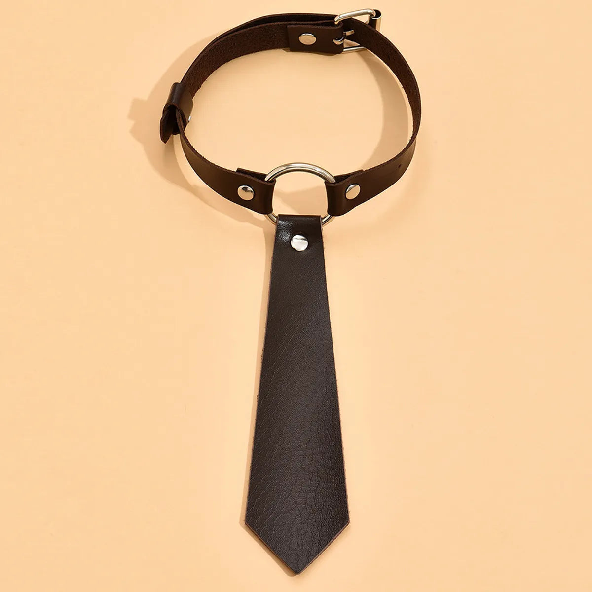 Punk Tie Back Pu Leather Metal Women'S Choker