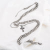 Punk Trend Titanium Steel Lengthen Doublelayer Twisted Chain Carved Cross Necklace Electroplated Geometric