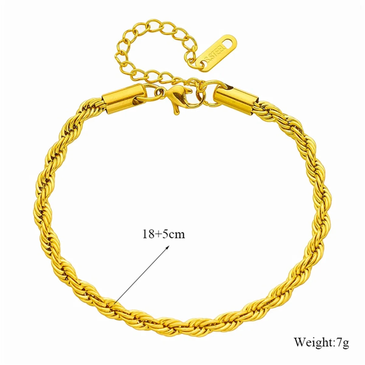 Punk Twist 304 Stainless Steel 18K Gold Plated Bracelets In Bulk