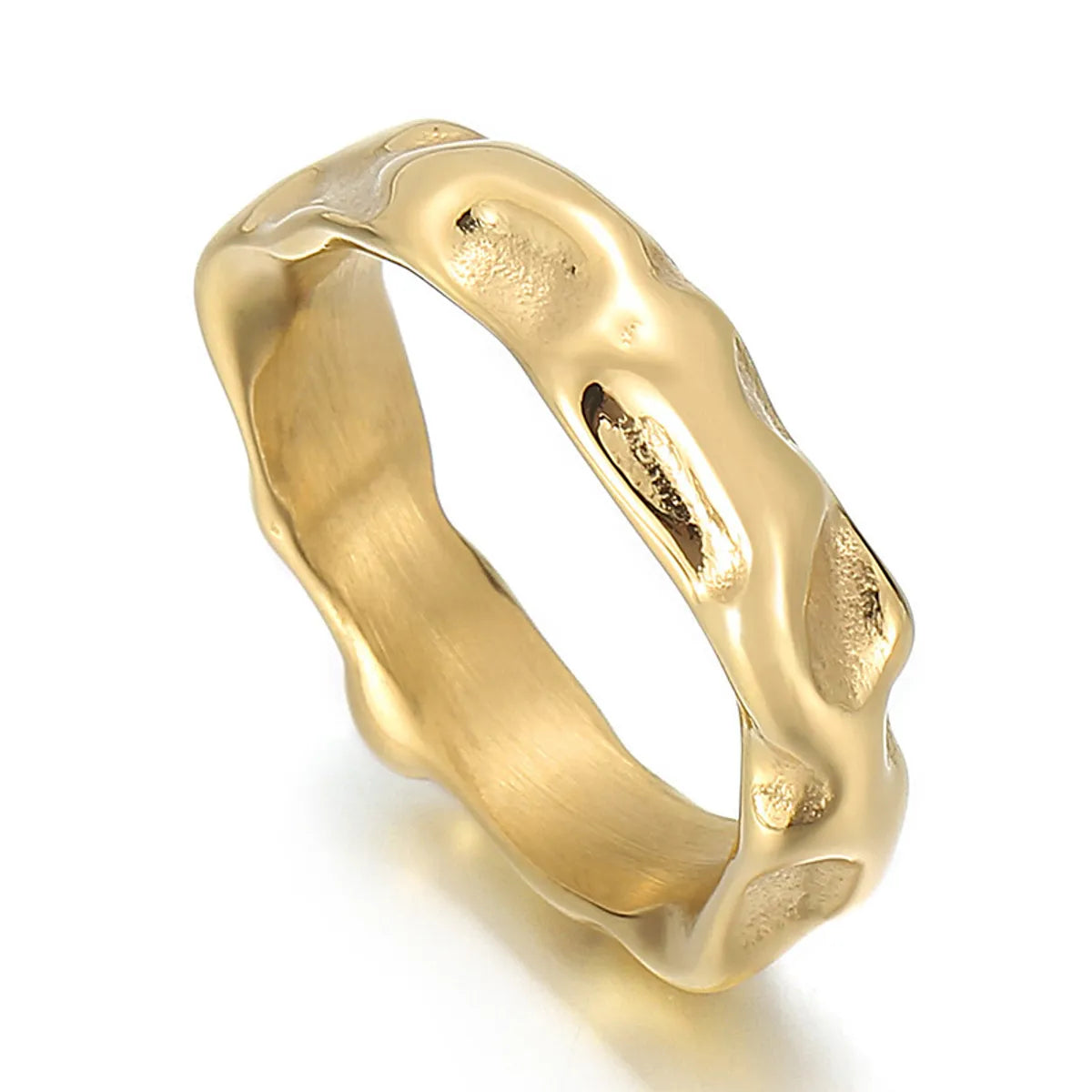 Punk Waves Titanium Steel Plating 18K Gold Plated Men'S Rings