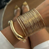 Punk Wrapped Metal Brushed Open Irregular Bracelet For Women With Electroplating Treatment