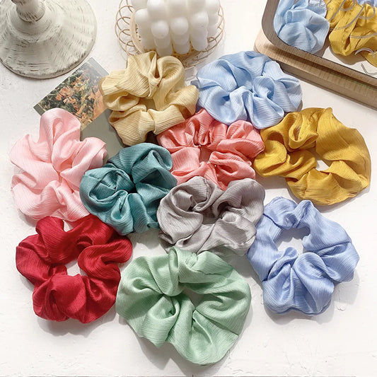 Pure Color Cute Girl Hair Scrunchies Chiffon Fabric Hair Scrunchies   Wholesale Nihaojewelry