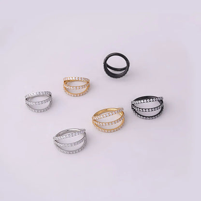 Pure Stainless Steel Three-row Carved Zircon Seamless Closed Nose Ring Nose Studs