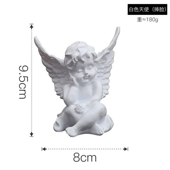Pure White Resin Flower Fairy Angel Girl Heart Sculpture Modern Decorative Desktop Ornament Commemorative Figurine