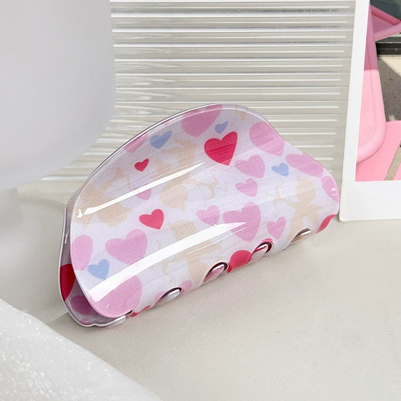 Pvc Heartshaped Baking Paint Hair Clip For Girls