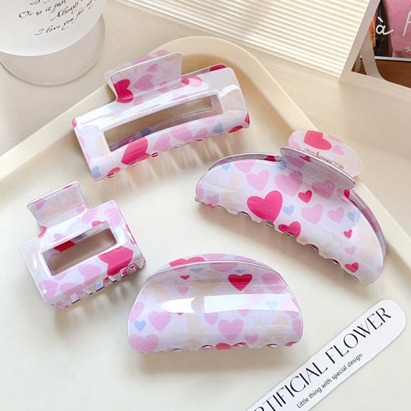 Pvc Heartshaped Baking Paint Hair Clip For Girls