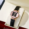 Quartz Watch Alloy Case Imitation Leather Strap Rhombus Round Dial Casual Style For Women