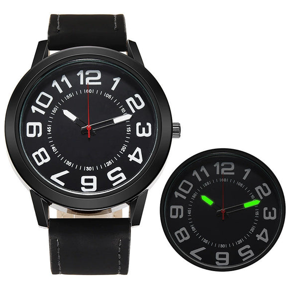 Quartz Watch Alloy Case Imitation Leather Strap Round Dial Leisure Style Men's Watch