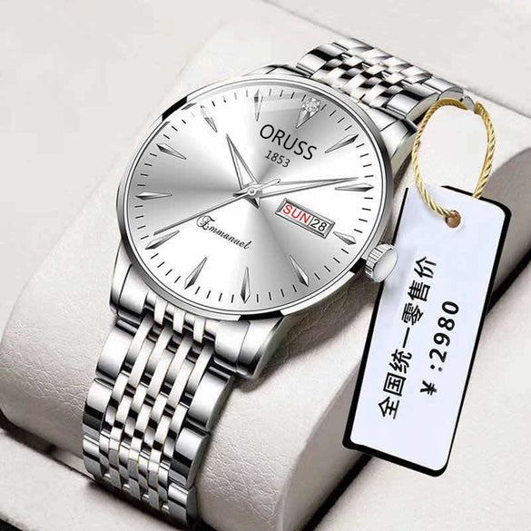 Quartz Watch Alloy Case Mineral Strengthened Glass Mirror Round Dial Men's