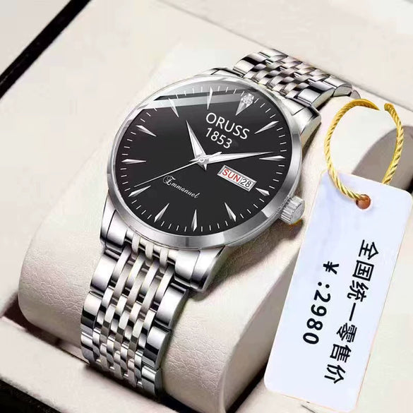 Quartz Watch Alloy Case Mineral Strengthened Glass Mirror Round Dial Men's