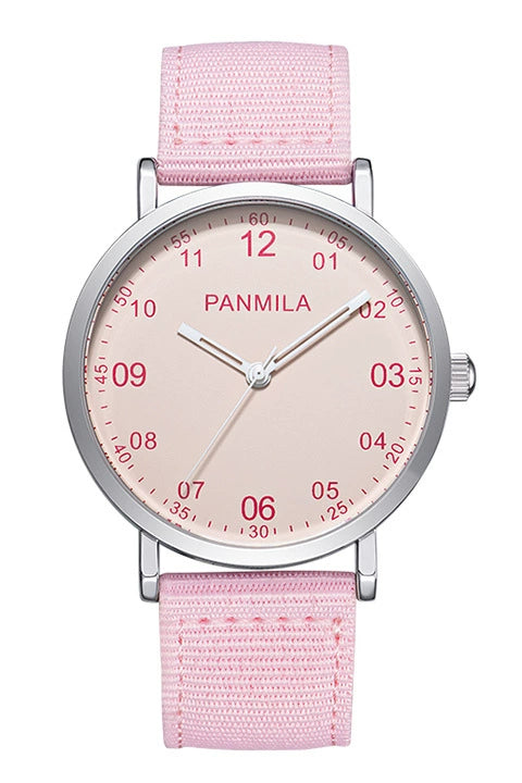 Quartz Watch Alloy Case Nylon Strap Stainless Steel Buckle Round Dial