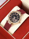 Quartz Watch Alloy Case Ordinary Glass Mirror Imitation Leather Strap Titanium Metal Buckle Round Dial Casual Style Unisex