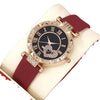 Quartz Watch Alloy Case Ordinary Glass Mirror Imitation Leather Strap Titanium Metal Buckle Round Dial Casual Style Unisex