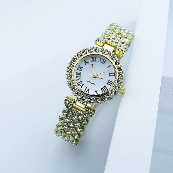 Quartz Watch Alloy Case Stainless Steel Strap Round Women's Casual Fashion Watch