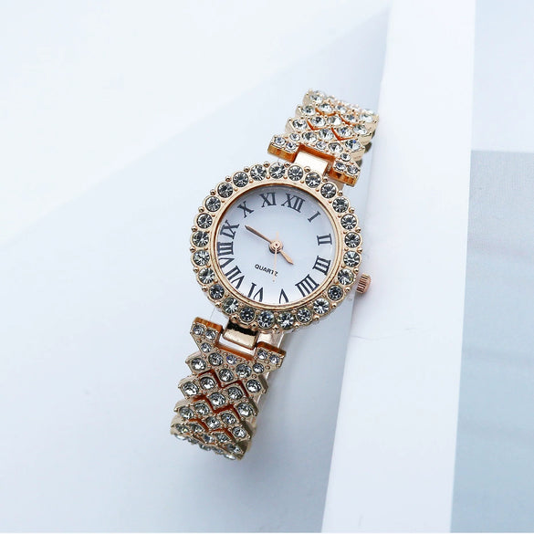 Quartz Watch Alloy Case Stainless Steel Strap Round Women's Casual Fashion Watch