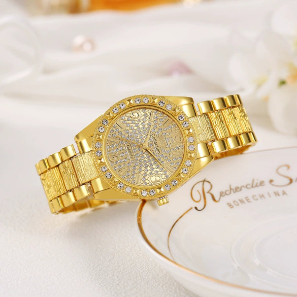 Quartz Watch Alloy Strap Iron Buckle Round Dial Fashion Style For Men And Women