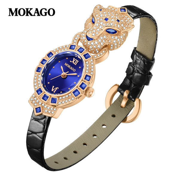 Quartz Watch Copper Shell Stainless Steel Buckle First Layer Leather Strap Oval Dial Fashionable Women's