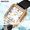 Quartz Watch Square Casual Retro Roman Numeral Leather Mesh Strap Alloy Case Mineral Reinforced Glass Mirror Stainless Steel Buckle