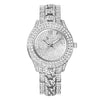 Quartz Watch Steel Band Diamond Round Alloy Fashion Style For Men And Women
