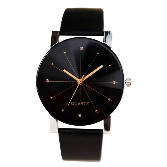Quartz Watch Universal Leisure Style Ordinary Glass Mirror Belt Buckle Round Dial