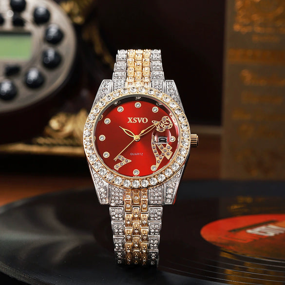 Quartz Watch With Diamondencrusted Aurora Fritillaria Dial Silicone Strap Square Alloy Case Unisex Leisure Style