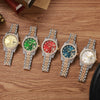 Quartz Watch With Diamondencrusted Aurora Fritillaria Dial Silicone Strap Square Alloy Case Unisex Leisure Style