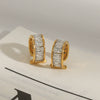 Quiet Design Sense Stainless Steel White Diamond White Square Diamond Ear Clip Earrings With Electroplating Geometric Styling For Women