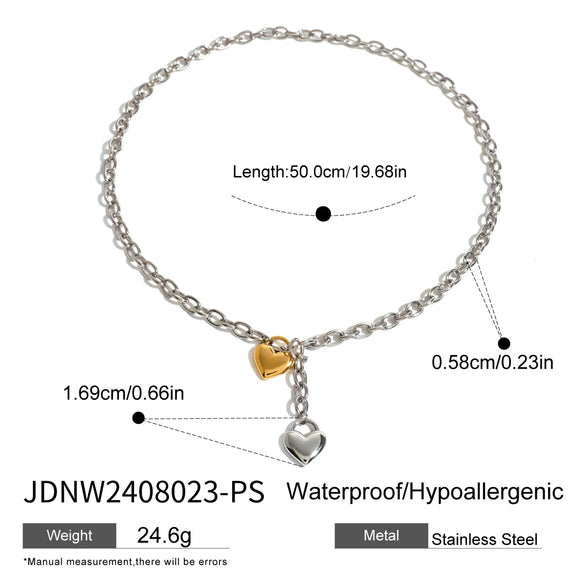 Quiet Design Stainless Steel Love Ot Buckle Necklace With Gold And Silver Color Matching Geometric Pattern Electroplating Treatment Niche Trend French Retro Style For Women