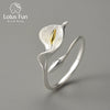 Quiet Elegant Calla Flower Design S925 Silver Women's Vintage Handmade Ring With Electroplating