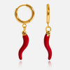 Quiet Elegant Resort Style Stainless Steel Red Oil Dripping Chili Pendant Earrings With Geometric Shape Electroplated