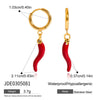 Quiet Elegant Resort Style Stainless Steel Red Oil Dripping Chili Pendant Earrings With Geometric Shape Electroplated