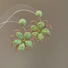 Raffia Flower Hand Knitted Alloy Earrings For Women With High End Sense