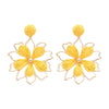 Raffia Flower Hand Knitted Alloy Earrings For Women With High End Sense