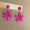 Raffia Flower Hand Knitted Alloy Earrings For Women With High End Sense