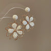 Raffia Flower Hand Knitted Alloy Earrings For Women With High End Sense