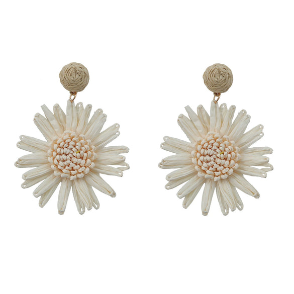 Raffia Women's Woven Flower Earrings