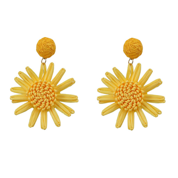 Raffia Women's Woven Flower Earrings