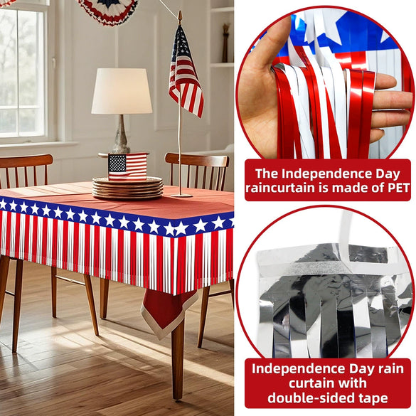 Rain Silk Curtain Banner With Tassel Flower For Festival Home Courtyard Layout Red White Blue